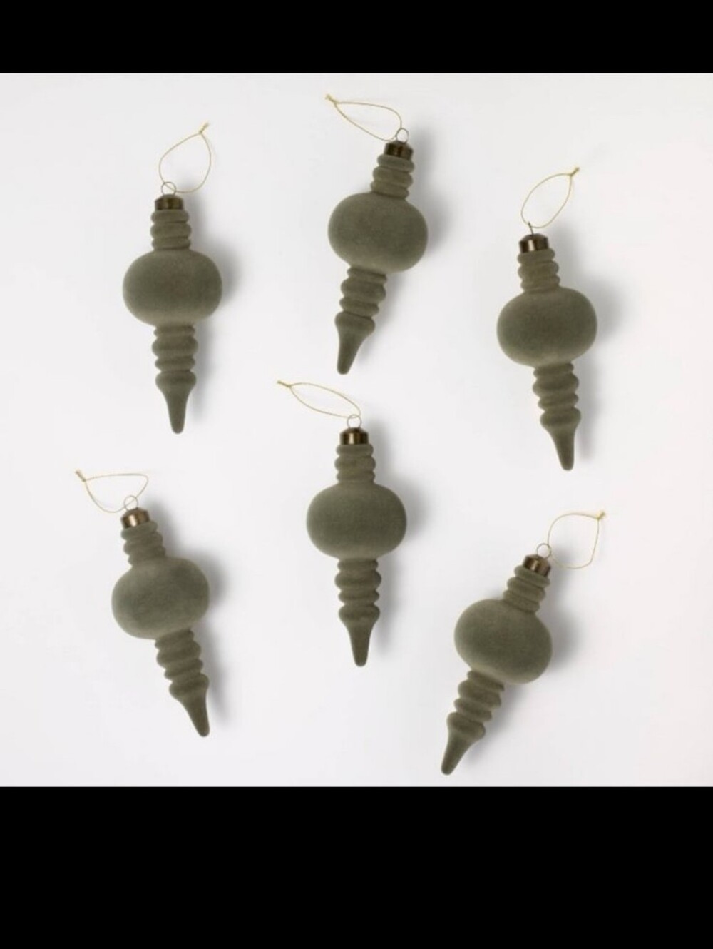 Set of 6 Velvet Finial Christmas Ornaments Green Threshold™ Studio Mcgee